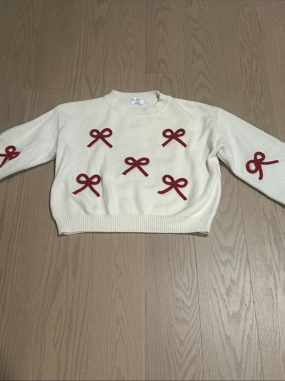 Shop the Mint Girls Sweater with Red Bows size 14/16